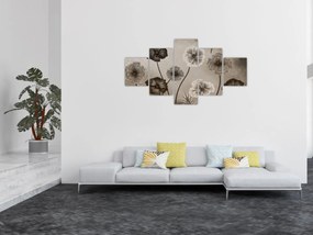 Obraz - Rysowane kwiaty (125x70 cm)