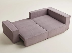 Fioletowy sztruksowy rozkładany/ze schowkiem narożnik (prawostronny/w kształcie litery L) Tonga – Maison de Rêve