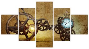 Obraz starych mechanizmów zegarowych (125x70 cm)