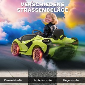 HOMCOM Elektryczny samochodzik dla dzieci, Lamborghini, 3-5 km/h, zdalne sterowanie, dla dzieci 3-5 lat, Zielony