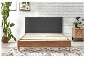 Ciemnoszaro-naturalne łóżko dwuosobowe ze stelażem 180x200 cm Noa – Bobochic Paris