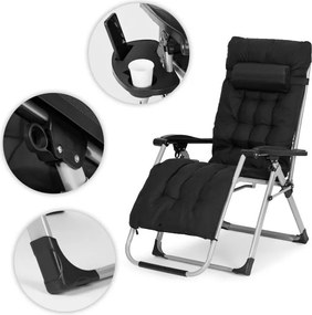 Regulowany leżak ogrodowy, składany, z poduszką Corsica 009, czarny