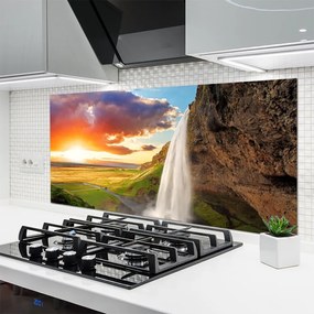 Panel nad blat kuchenny Rozświetlony Wodospad W Słońcu