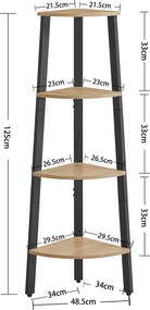 Mały regał narożny w stylu loft Malabu 034, dąb sonoma