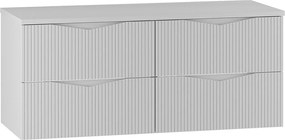 Biały Zestaw do Łazienki 120cm Szafka z Blatem Ryflowane Fronty Cleo