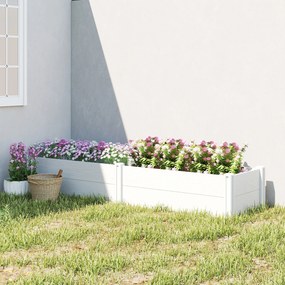 Outsunny Podwyższona Grządka z Tworzywa Sztucznego, Łatwa w Montażu DIY, 197 x 54 x 33 cm, Biała | Aosom PL