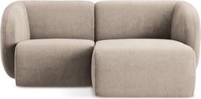 Jasnobrązowy narożnik z tkaniny szenilowej (prawostronny/z szezlongiem) Lani – Makamii