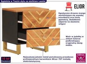 Drewniana szafka nocna ze wzorem w jodełkę szare