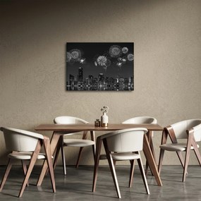 Obraz - Fajerwerki w Miami, czarno - białe (70x50 cm)