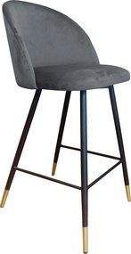 Hoker Colin krzesło barowe tkanina Welur podstawa metalowa : Kolor nogi - Czano-złota stożek, Kolor tkaniny - VELVET - BL14, Typ siedziska - Siedzisko stałe