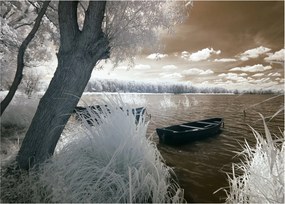 Obraz łodzi na jeziorze (70x50 cm)