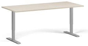 Biurko z regulacją wysokości, 180x80 cm, 1 silnik, szara podstawa, brzoza