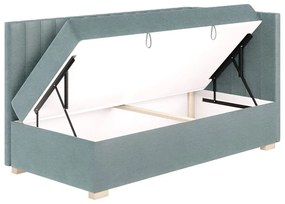 Niebieskie narożne łóżko dziecięce ze schowkiem i materacem 90x200 cm Snugi – Ghado