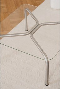 Stolik ze szklanym blatem w kolorze srebra 60x80 cm Uku – noo.ma