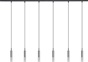 Nowoczesny system szynowy czarny z 6 lampami wiszącymi czarnymi z przydymionego szkła 1-fazowy - Slimline Loyce