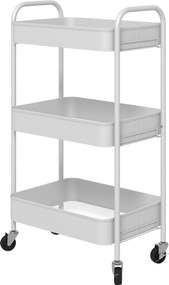 HOMCOM Wózek serwisowy z 3 poziomami, wózek kuchenny, wózek do przechowywania, wózek pomocniczy do kuchni i salonu, stal, biały