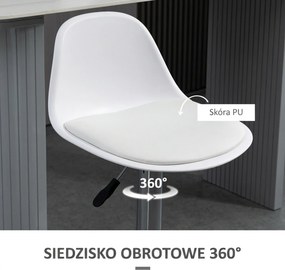 HOMCOM Zestaw 2 hokerów nowoczesne krzesła barowe do 120 kg białe stylowe siedziska | Aosom PL