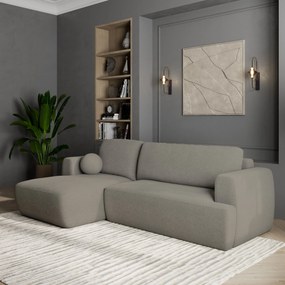 Masseno Narożnik SENTI z funkcją spania i pojemnikiem na pościel Narozniki L, Rozkładana sofa - Jasnoszary, NOW OR NEVER 83