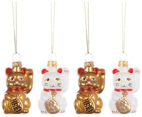 Szklane bombki choinkowe zestaw 4 szt. Lucky Cat – Sass &amp; Belle