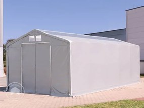 TOOLPORT 6x12m Hala namiotowa - 4,0 m wysokość ścian bocznych z bramą przesuwną i swietlikami dachowymi, PVC 850, szary, bez statyki - (79925)