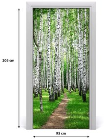 Naklejka fototapeta na drzwi Las brzozowy