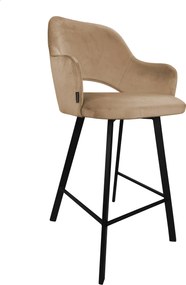 Hoker Milano krzesło barowe tkanina Welur podstawa metalowa : Kolor nogi - Czarna profil, Kolor tkaniny - VELVET - MG06, Typ siedziska - Siedzisko stałe