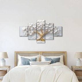 Obraz – Eleganckie drzewo życia 3D pełne kwiatów (125x70 cm)