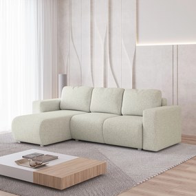 Masseno Narożnik RINOVA z funkcją spania i pojemnikiem na pościel Narozniki L, Rozkładana sofa - Kremowy, NEVE 02