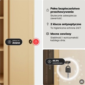 Szafa biurowa metalowa na akta, wąska, beżowa, 450x1850x400 mm: ALEX Fresh Style