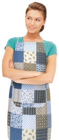 Bellatex Fartuch Adéla Patchwork niebieski, 67 x84 cm