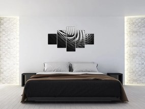 Abstrakcyjny obraz - czarno - biała spirala (125x70 cm)