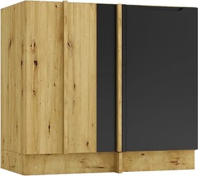Szafka narożna dolna dąb artisan + czarny R6-E26