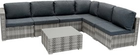 Zestaw mebli modułowych z rattanu, 7 elementów, szary