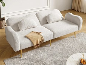 Kanapa 2-osobowa - Oparcie regulowane - Nogi z metalem złoconym - Biały