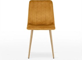 Musztardowe welurowe krzesło LAVA