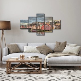 Obraz - domy nad rzeką (125x70 cm)