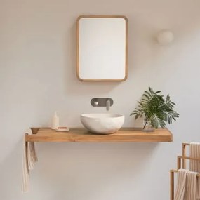 Zestaw Mebli Łazienkowych 130x45 Cm Wiszący Z Drewna Tekowego Neill Drewno Tekowe & Nieregularna - Sklum