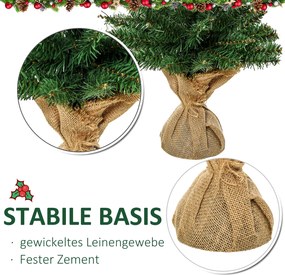 HOMCOM Mini Choinka ze sztucznym śniegiem, 60 cm wysokości, ze stojakiem cementowym, Kolorowa