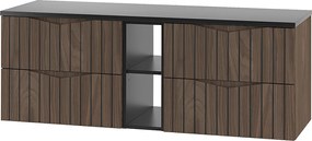 Zestaw Łazienkowy 140cm Szafka z Blatem Regał Ryflowane Fronty Dąb Orzech Stella