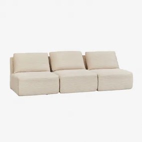 Sofa Modułowy 3-częściowy Z Weluru Pakowany Próżniowo Temple Sztruks Beż Lniany - Sklum