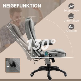 HOMCOM Ergonomiczny fotel biurowy z masażem i ogrzewaniem regulowany maksymalne obciążenie 120 kg szary | Aosom PL