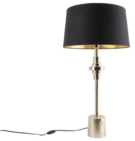 Lampa stołowa w stylu art déco złota i czarna z abażurem z bawełny 45 cm - Diverso ArtDeco Oswietlenie wewnetrzne