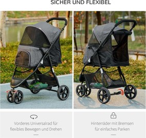 Outsunny Wózek dla Psa Składany Osłona Przeciwdeszczowa Szary Czarny | Aosom PL