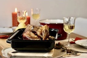 Belis Emaliowany brytfanna podwójna z żebrowaniem i uchwytami bocznymi, 40 cm