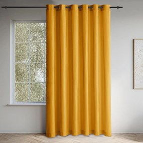 Musztardowa aksamitna zasłona częściowo zaciemniająca (dimout) 400x250 cm Velto – Filumi