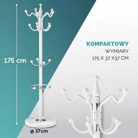 Wieszak stojący TENZY z marmurową podstawą, 37x173 cm, biały Casaria