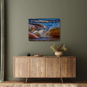 Obraz na szkle - szczegółowy obraz - woda między kamieniami (70x50 cm)