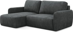 Narożnik lewostronny z funkcją spania - z tkaniny szenilowej - ciemny szary - LILO