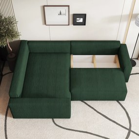 Masseno Narożnik ERONIS z funkcją spania i pojemnikiem na pościel Narozniki L, Rozkładana sofa - Zielony, POSO 14
