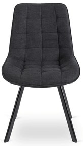 Zestaw Stół Okrągły TEO 100 cm Dąb Rustykalny/Czarny i 4 Krzesła Tapicerowane RICK 2 Czarne Nowoczesne Loft